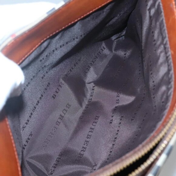 BURBERRY Nova Check Shoulder Bag Canvas Beige Gold Auth 121443 - Picture 10 of 16